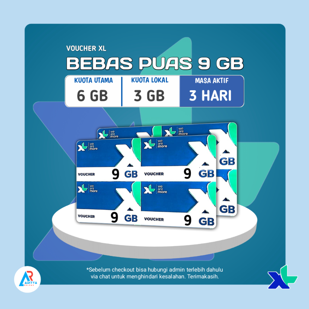Voucher Kuota XL Bebas Puas 9GB 3Hari