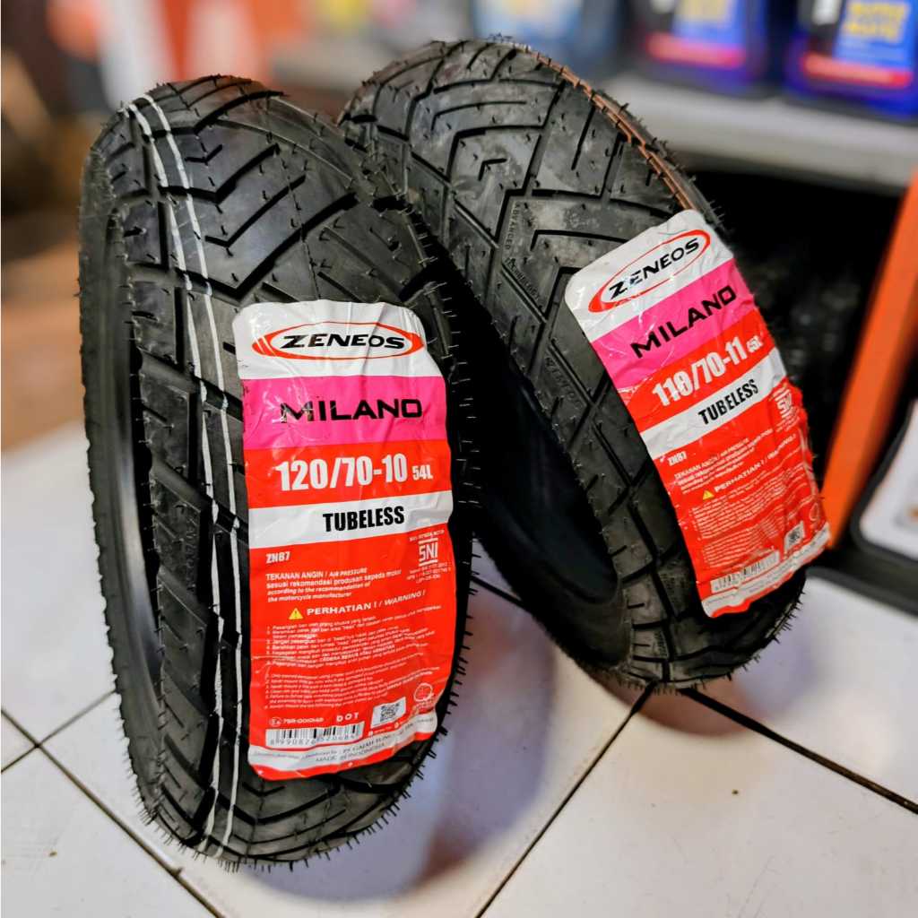 SEPASANG BAN VESPA LX125 & VESPA S125 ZENEOS MILANO 110/70-11 & 120/70-10 TUBLES (HARGA SATUAN)