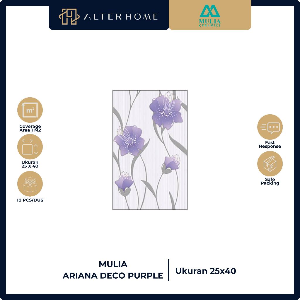 KERAMIK DINDING DAPUR | KAMAR MANDI | MOTIF BUNGA WARNA UNGU | PERMUKAAN GLOSSY | MULIA ARIANA DECO 
