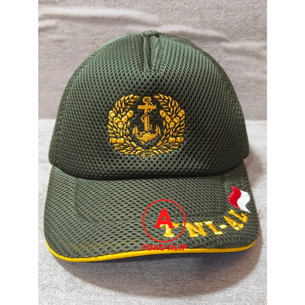 Topi Jaring TNI AL (Hijau Kun Bndr) - Topi Jaring TNI Angkatan Laut - Topi Jaring - Topi TNI AL