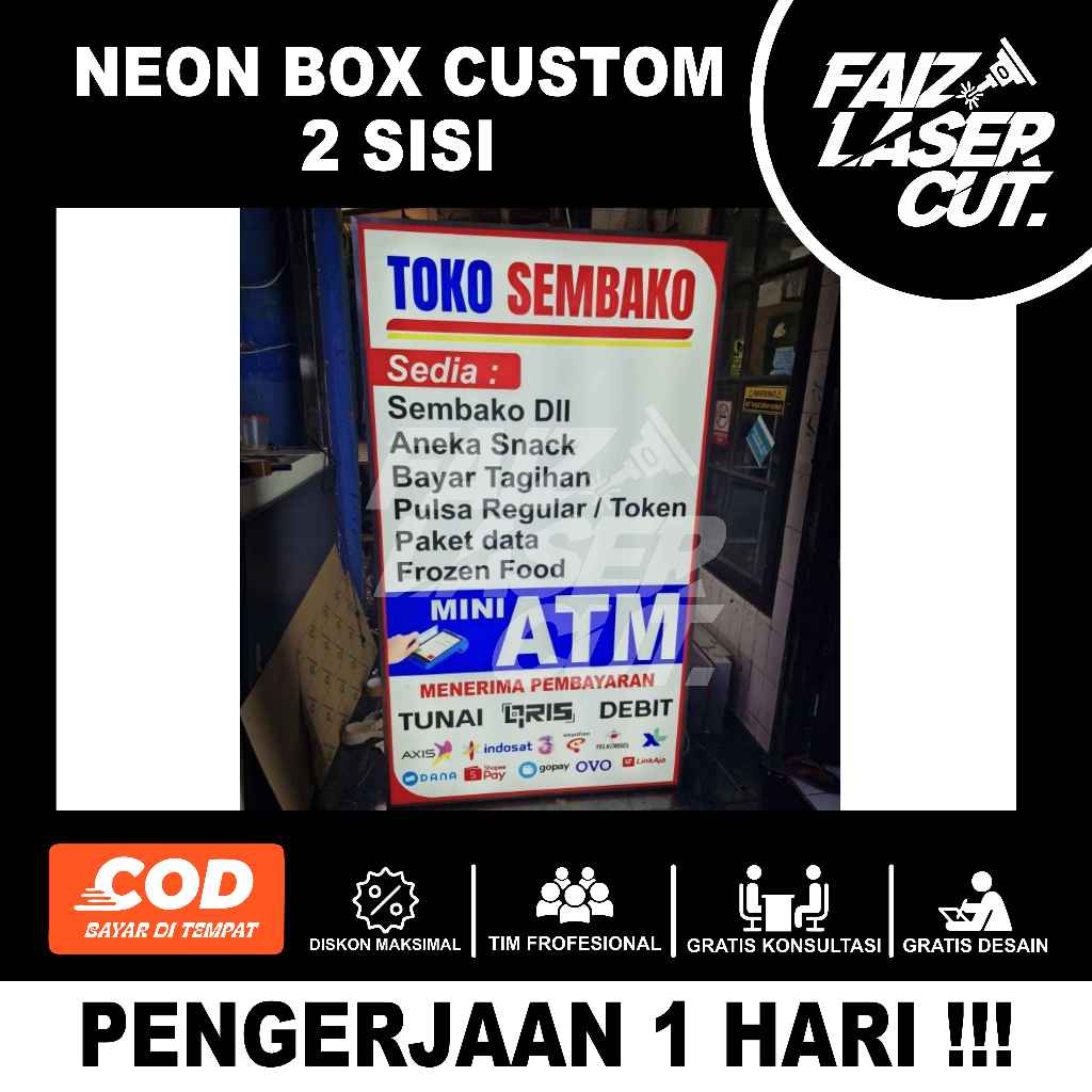 NEON BOX AKRILIK UKURAN 100X50 TERLARIS