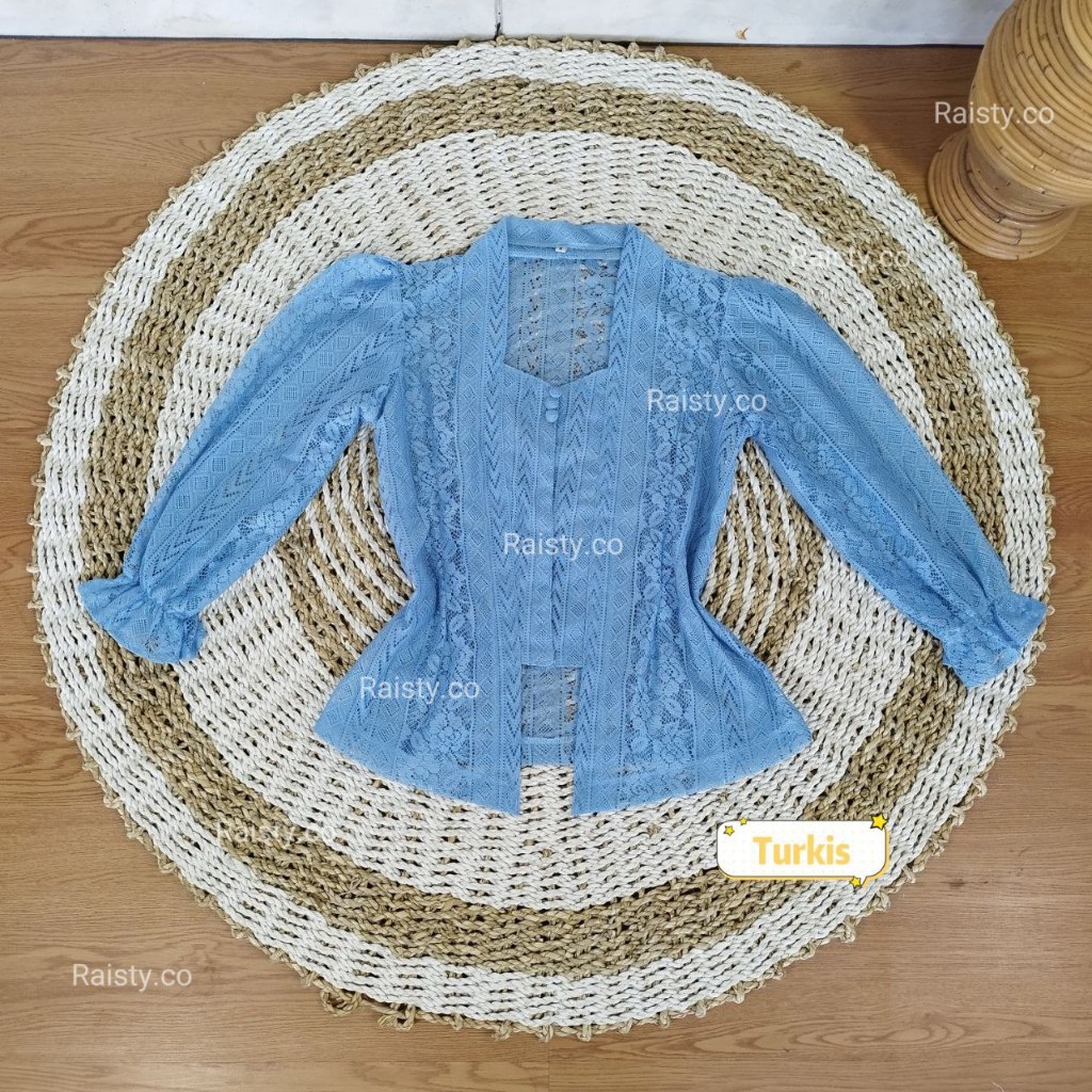 (HANYA KEBAYA) Baju Kebaya Brokat Malika Bet Pecah Lengan Kerut Bali Wisuda Modern Murah