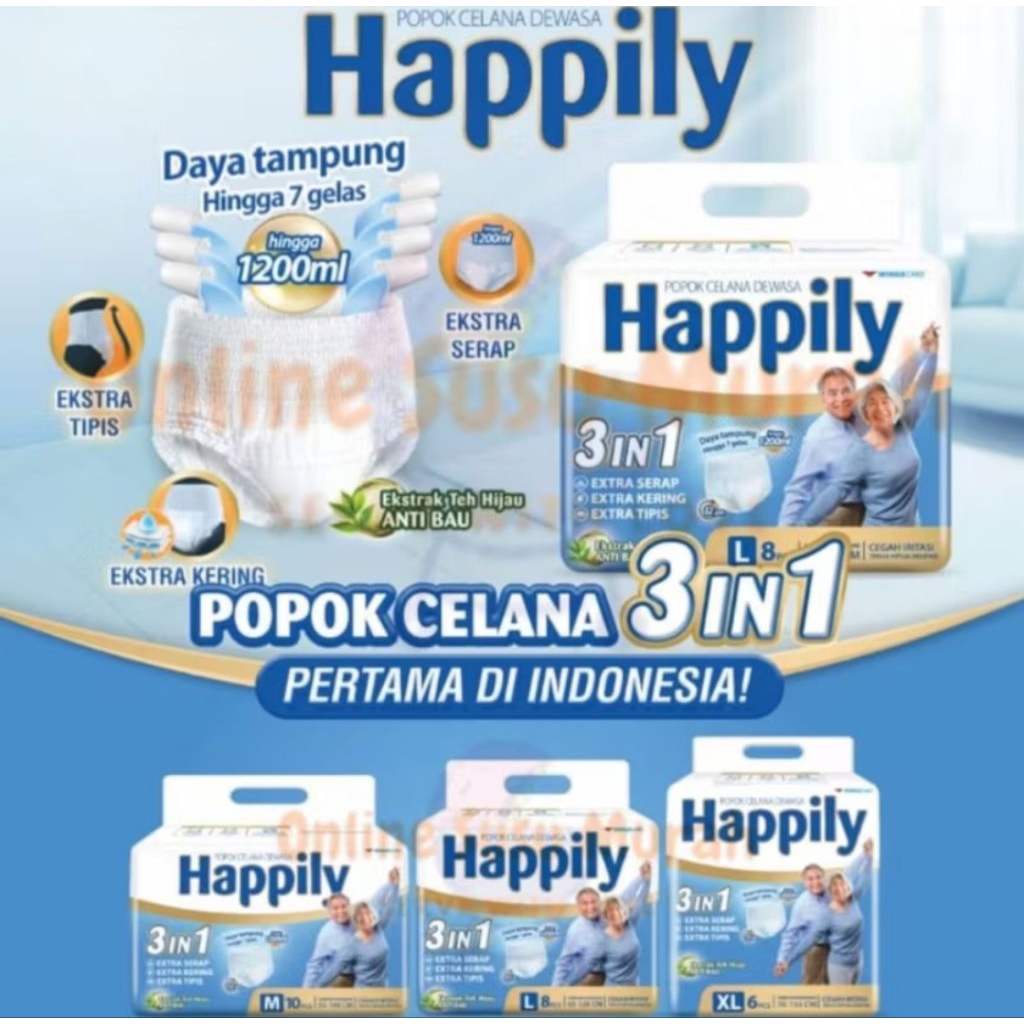 HAPPILY POPOK CELANA DEWASA PAMPERS CELANA DEWASA POPOK PAMPERS LANSIA ORANG TUA M10 L8 XL6 POPOK LA