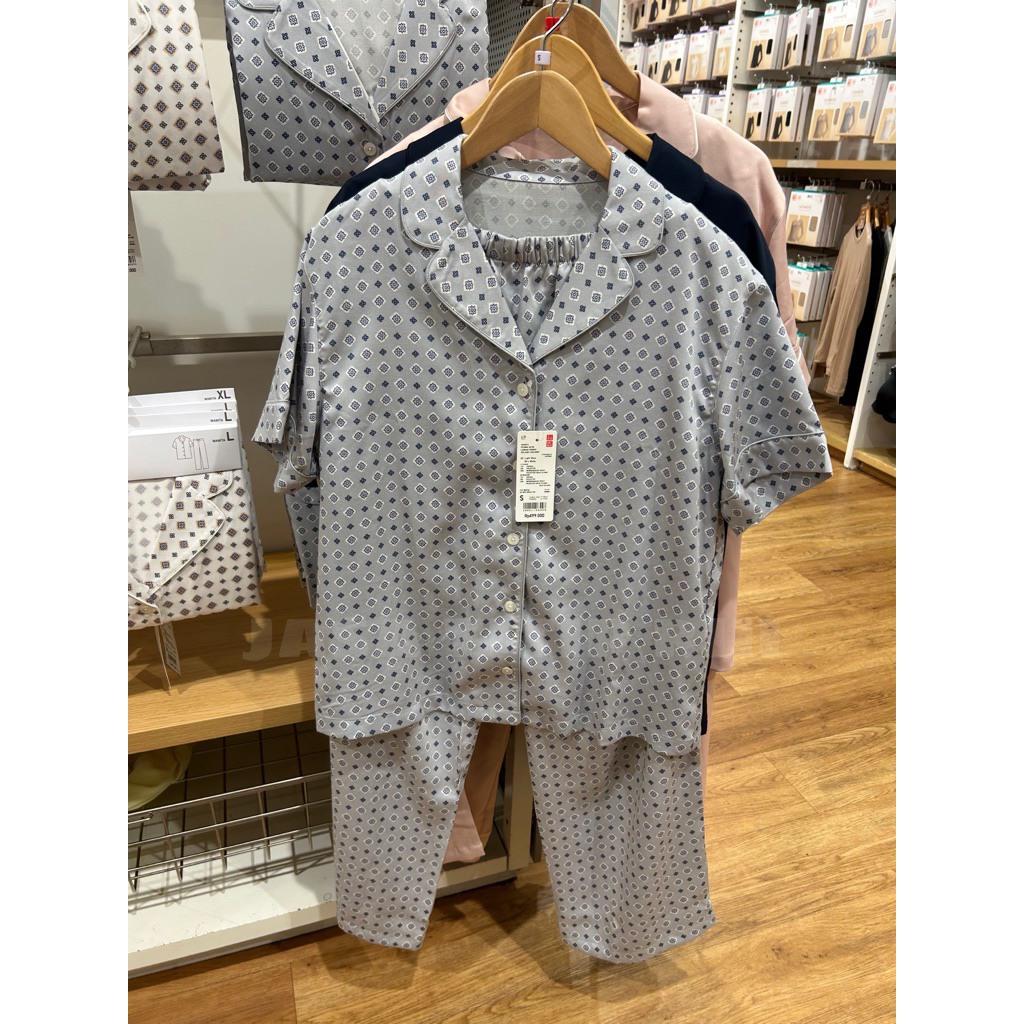 Piyama Satin Lengan Pendek (Celana Panjang) WOMEN UNIQLO