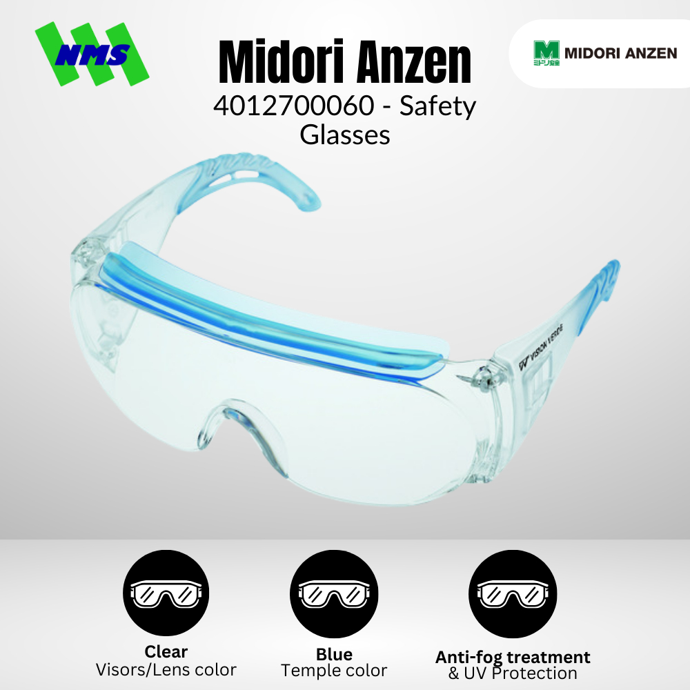 Midori Anzen Single Lens Safety Glasses with Overglasses 4012700060