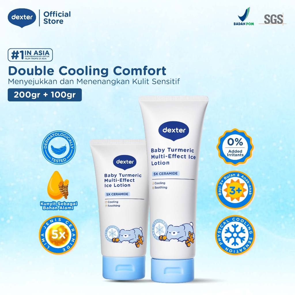 DEXTER Double Cooling Comfort Bundle Ice Lotion 200 gr + 100 gr | dengan Shea Butter | Melembabkan K