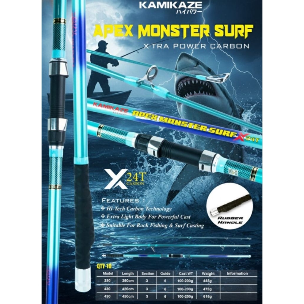 Joran Kamikaze Apex Monster Surf Sambung 3 Size 450