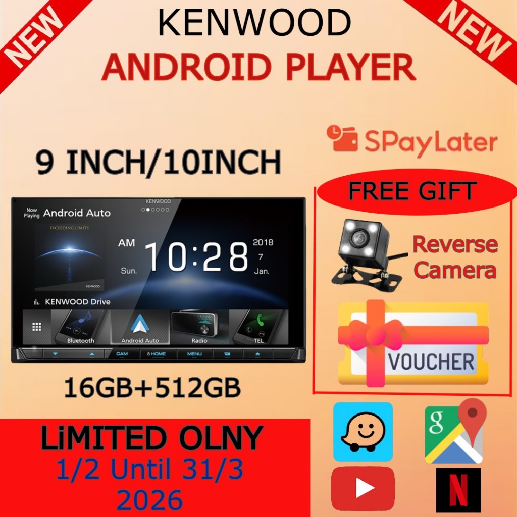 [BARU][Ada Kipas Pendingin] Kenwood 6G+64G Android 14 Head Unit 9/10 Inch IPS Layer Mobil Navigasi W