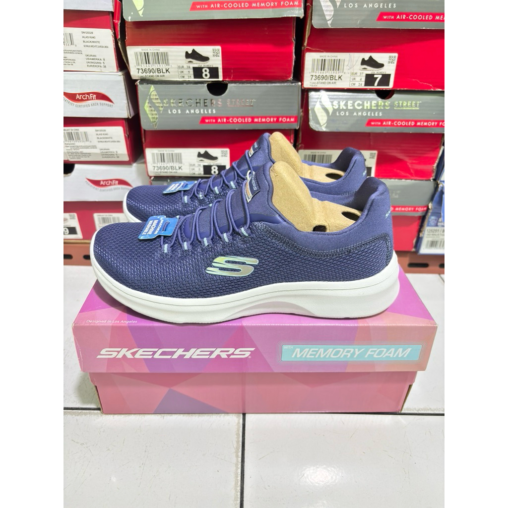 SIZE 37,38 SEPATU SKECHERS ROSEATE 897993BLU 3.0 BLUE NAVY SLIP ON WOMAN ORIGINAL