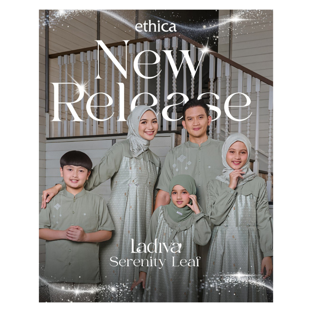 ETHICA - Ladiva Serenity Leaf Set Family Seragam Keluarga Lebaran Sage Hijau