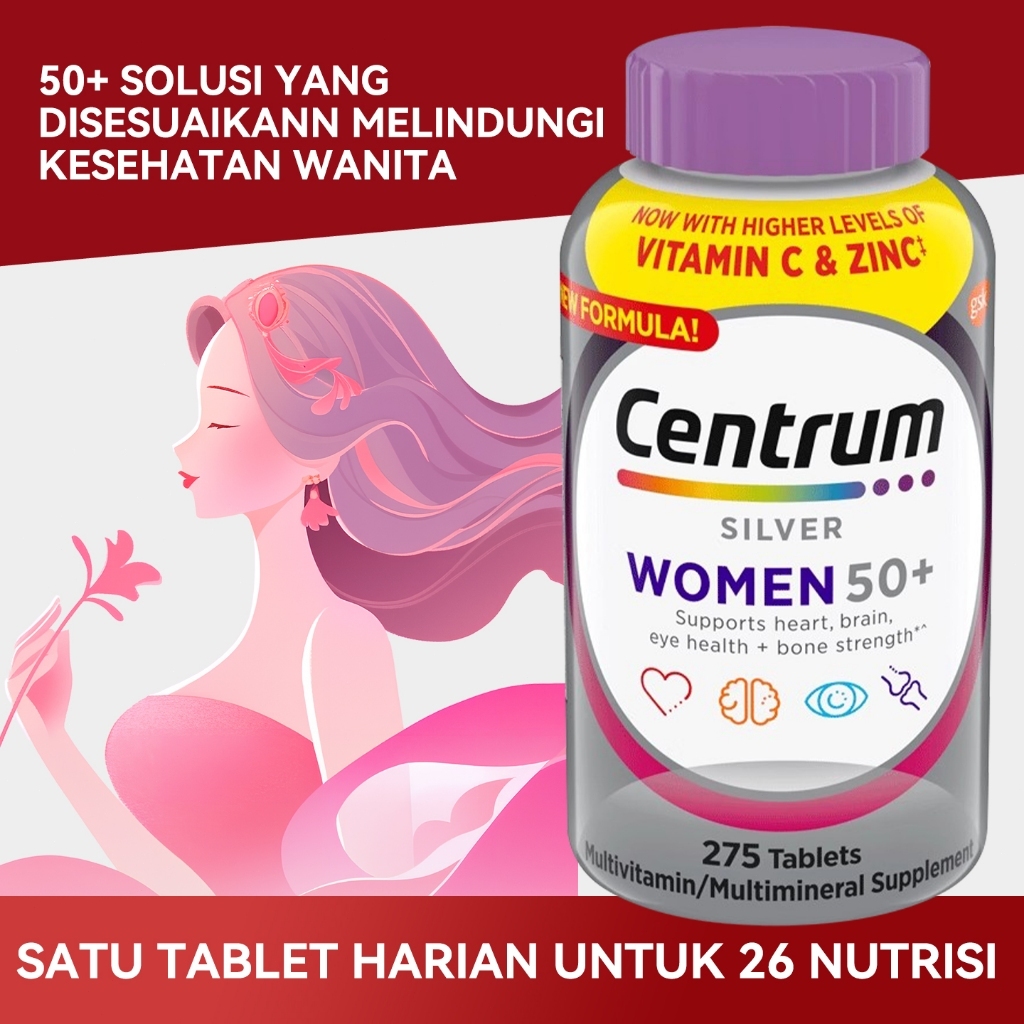 Centrum Wanita Vitamin C + Kalsium – 275 tablet, dukungan imun & kesehatan tulang.