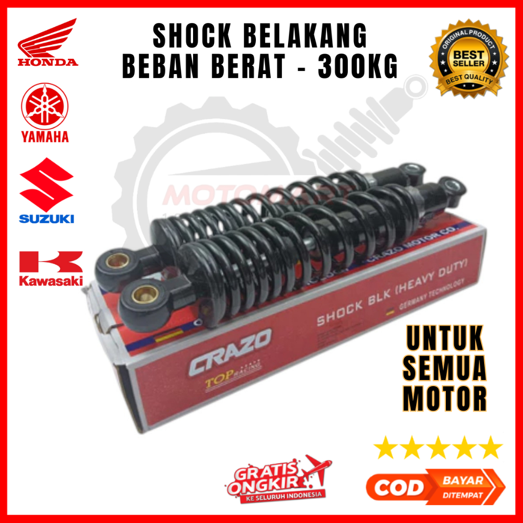 Shock Belakang 280mm CRAZO Original Skok Variasi Motor Bebek Jupiter Z Vega R ZR F1ZR Muatan Berat