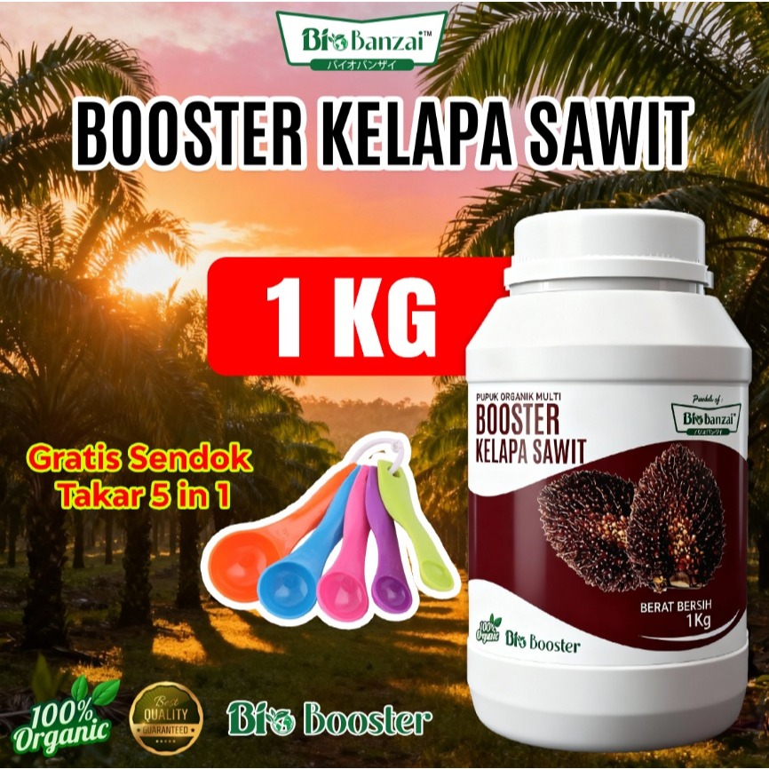 Pupuk organik Booster Kelapa sawit kemasan 1kg bonus sendok takar 5 in 1 pelebat pembesar kelapa saw