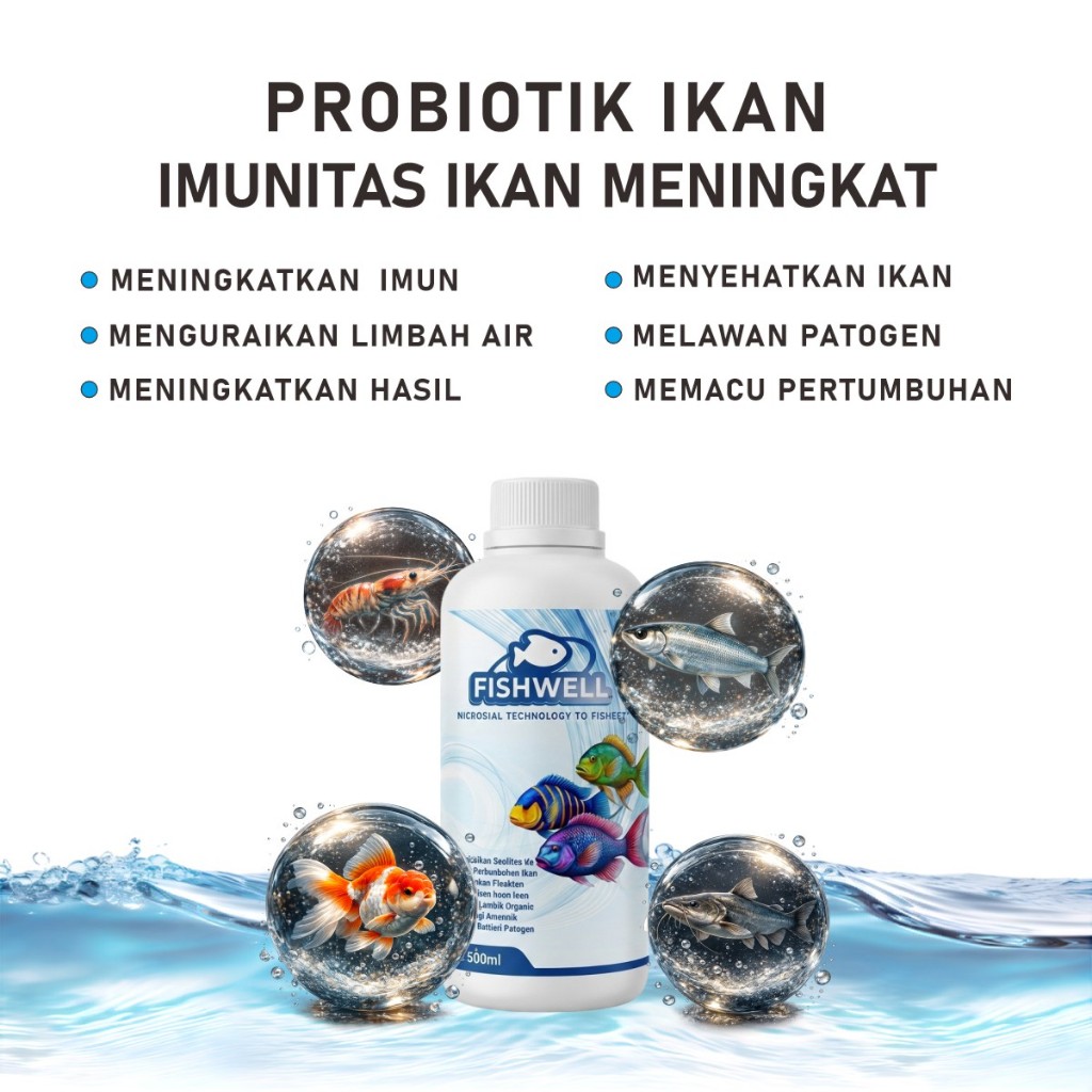 (500ml) Fishwell Probiotik Ikan Nila Bioflok & Kolam Pakan Alami