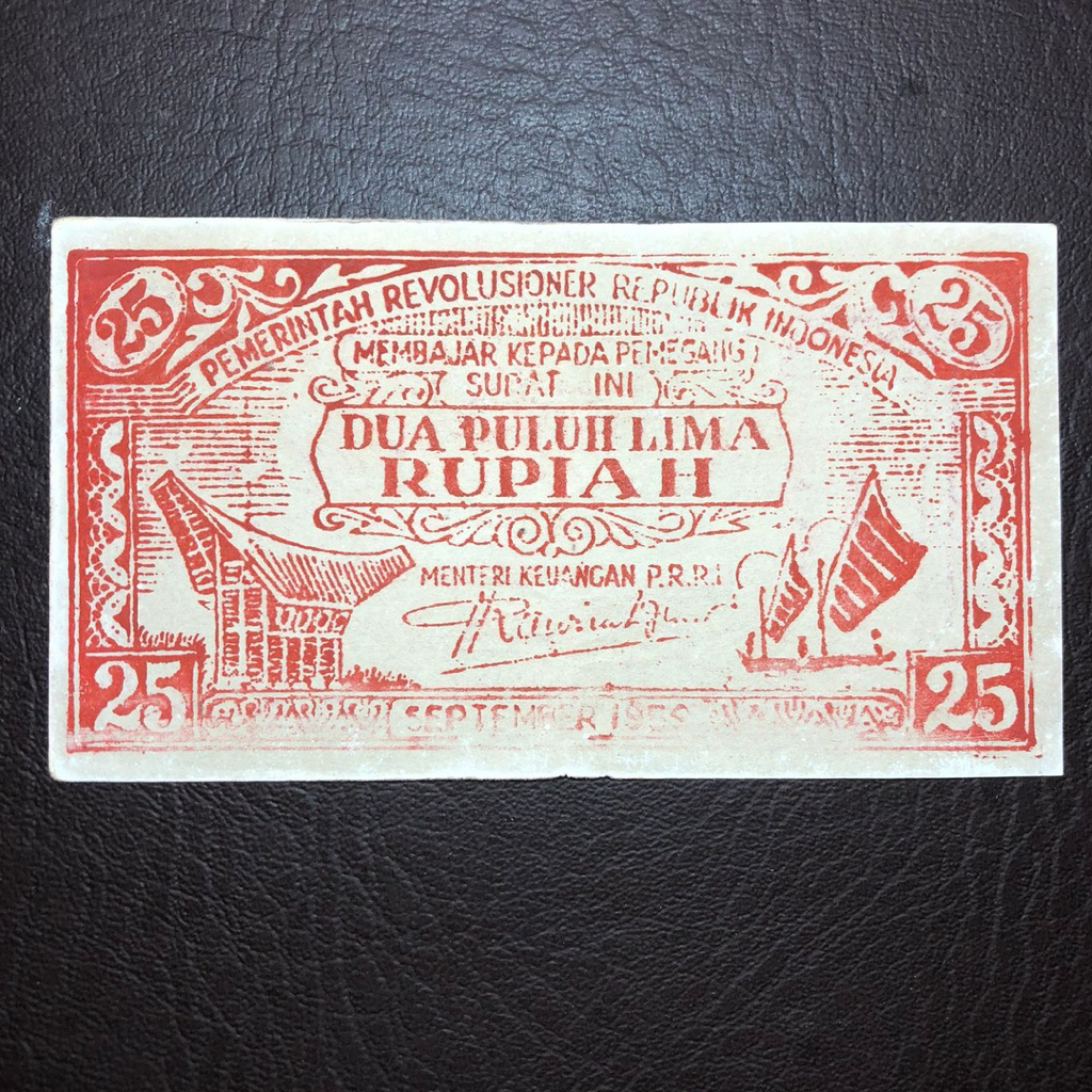 Uang Orida PRRI 25 Rupiah 1959 Merah