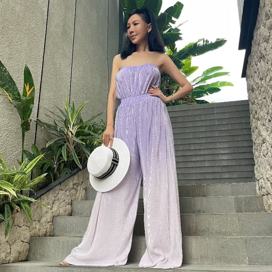 Jumpsuit Wanita Ungu Jumpsuit Baju Pantai Beachwear Bali Impor J0055