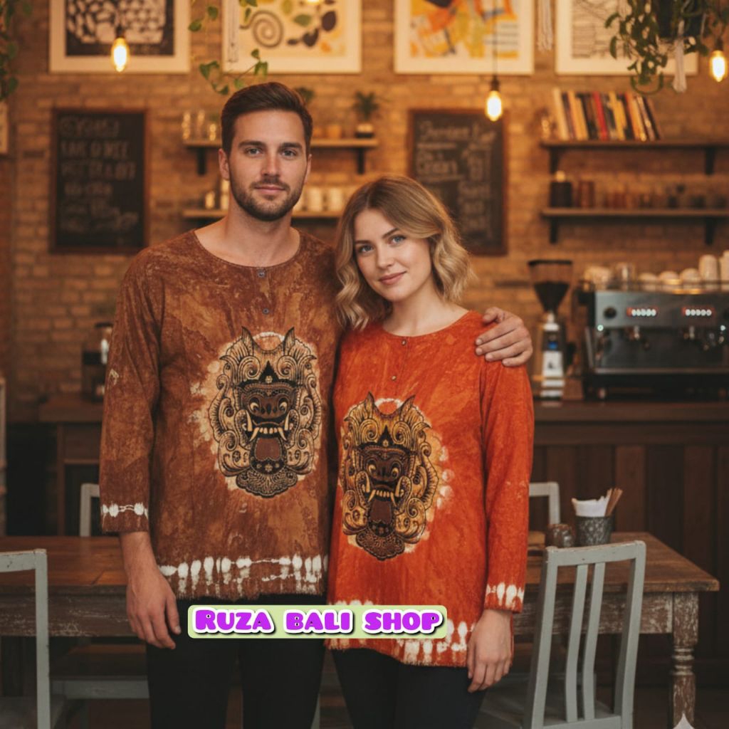 Kaos barong bali lengan panjang jumbo Atasan baju Bali barong lengan panjang Baju barong lengan panj