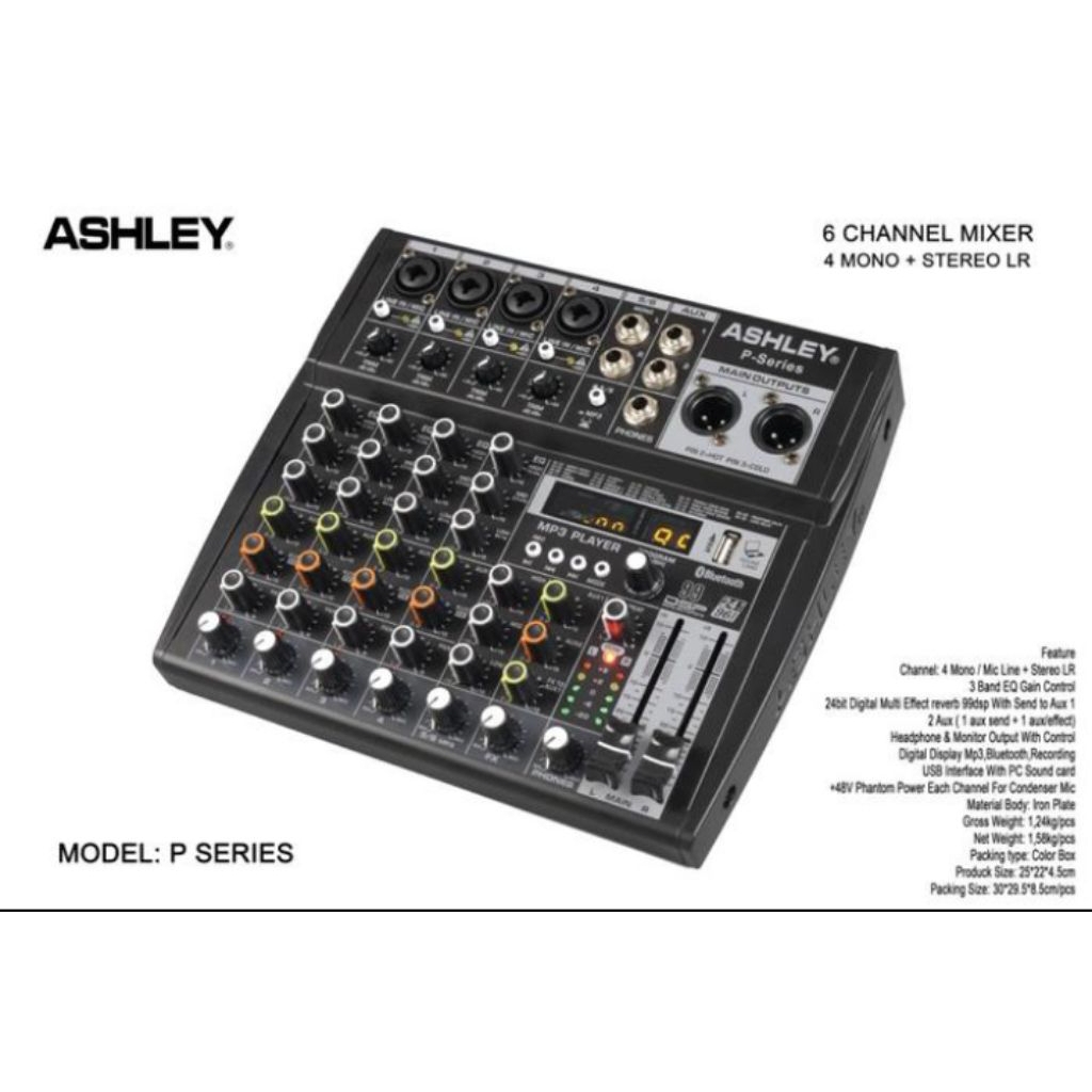Mixer audio Ashley 6 chanel P series 6 Asli ORIGINAL garansi 1 tahun