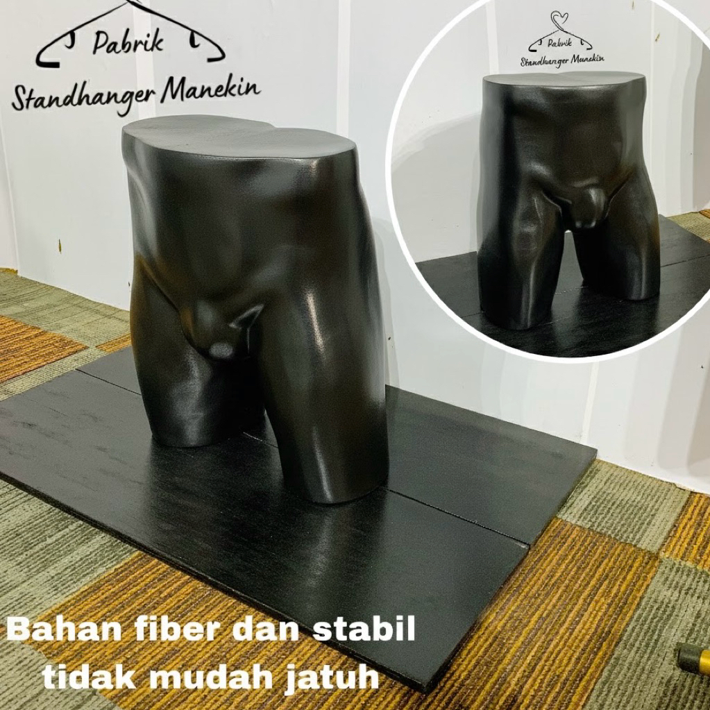 Manekin Paha Pria Fiber Black | Manekin Celana Dalam Pria Dewasa | Patung Celana Cowok Fiber warna H
