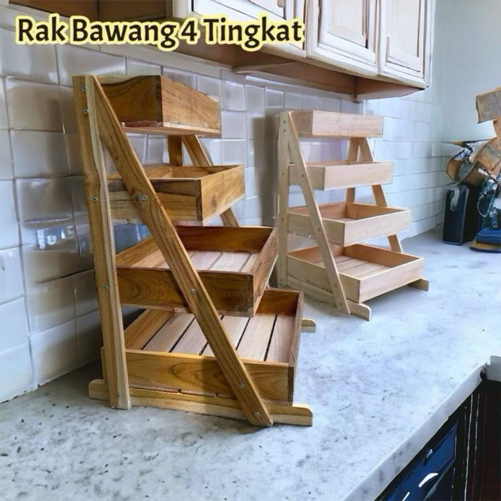 RAK BAWANG SUSUN 4/ RAK SERBAGUNA KAYU JATI/ RAK DAPUR