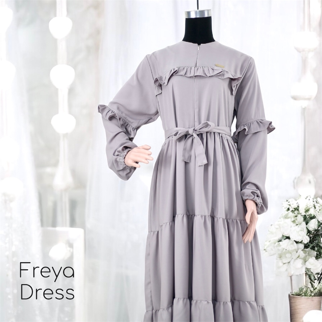 Freya Dress Gamis Ruffle Modern Siera Fashion - Dress Pesta Muslimah