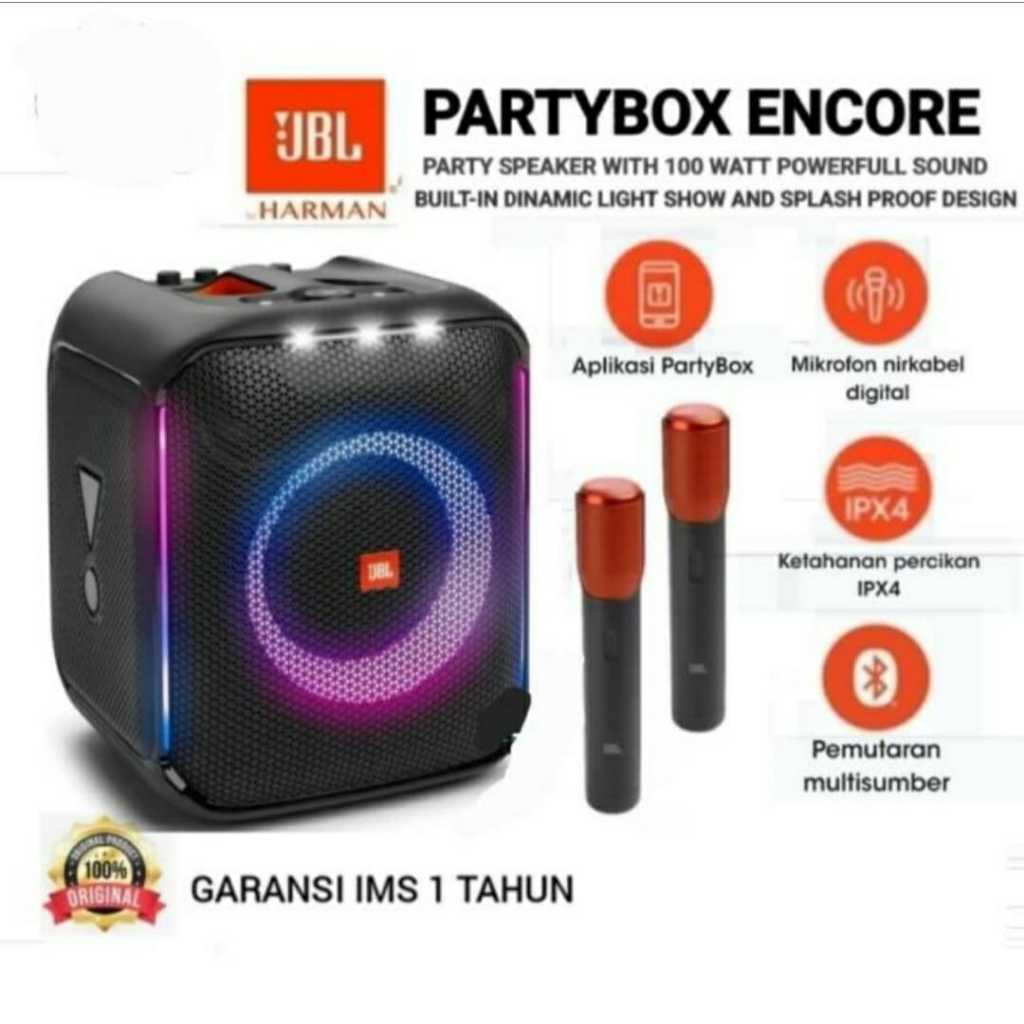 Speaker JBL PartyBox Encore Party Box Original With 2 Mic Wireless Active Speaker Portable