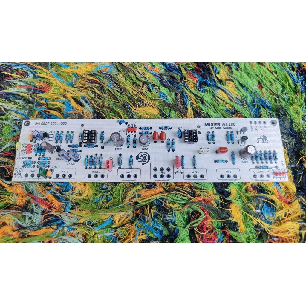 Pcb audio mixer aktif / alus 9potensio input mic balance ples komponen