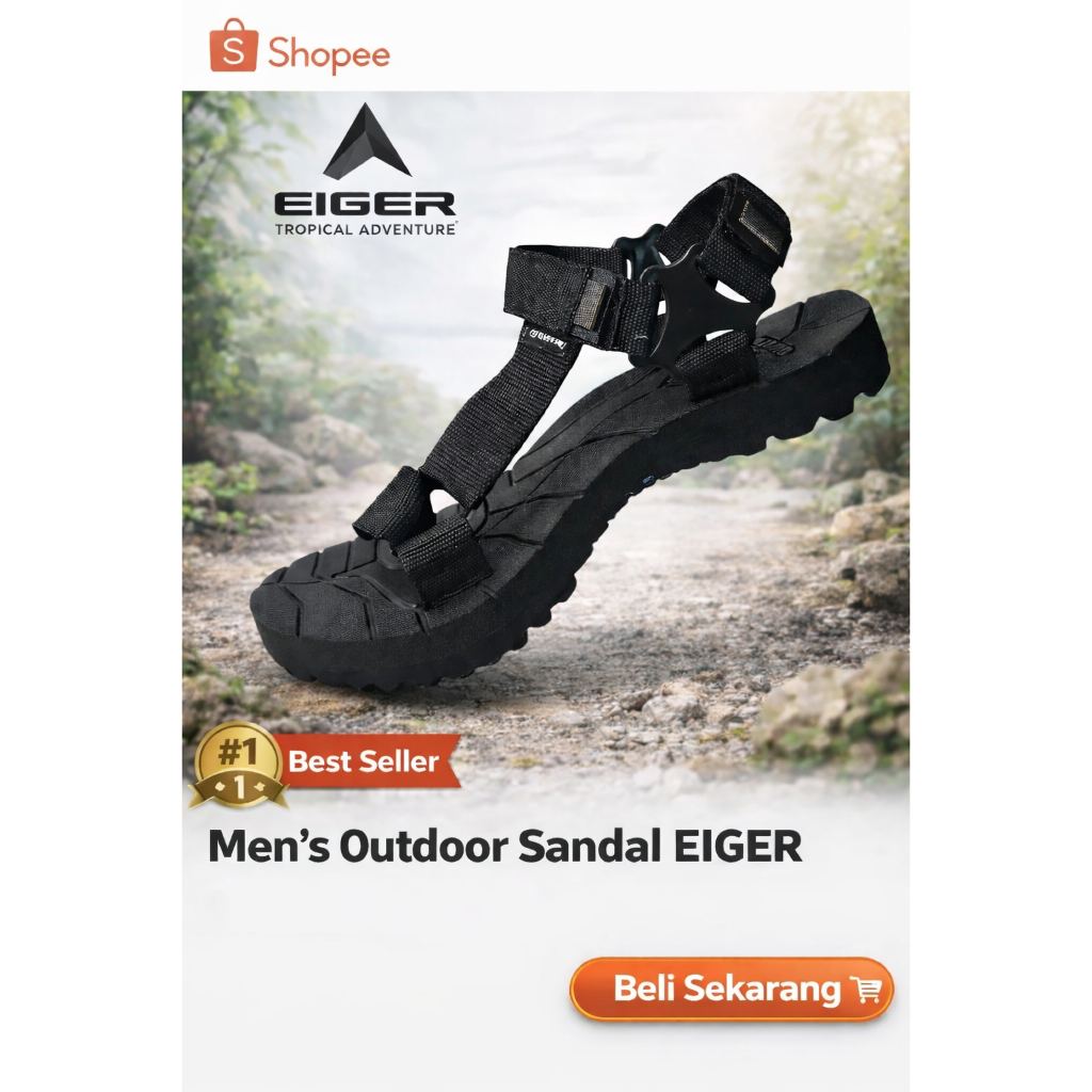 EIGER001ORIGINAL - sandal gunung dewasa sepatu sandal gunung anti slip anti licin berkualitas size 3