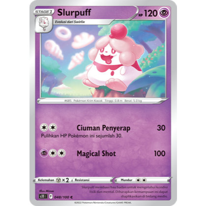 Kartu Pokémon TCG Bahasa Indonesia Slurpuff Kondisi NM Neraka Sirna 048/100