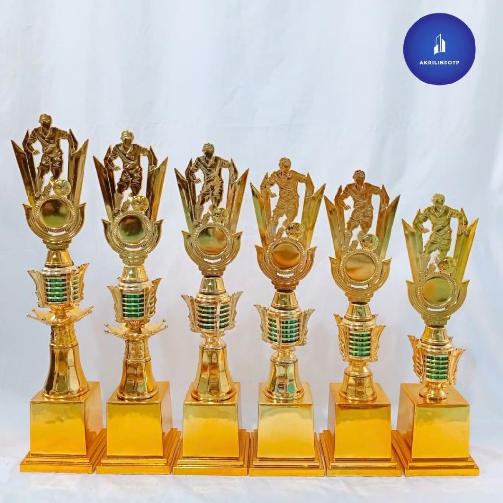 Piala Sepakbola 1 Set isi 6 Tatakan Emas | Piala Emas Murah Kombinasi Pagoda | Piala bola terbaru