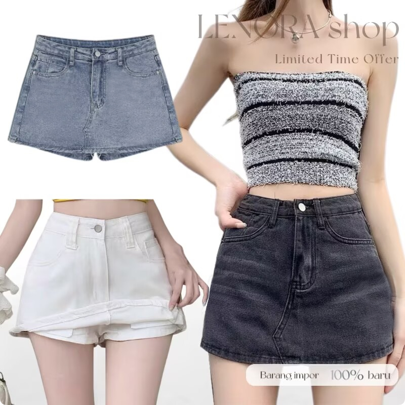 S~6XL Celana Pendek Denim Retro Gaya Korea RokJeans A-line Berpinggang Tinggi-Tidak Elastis