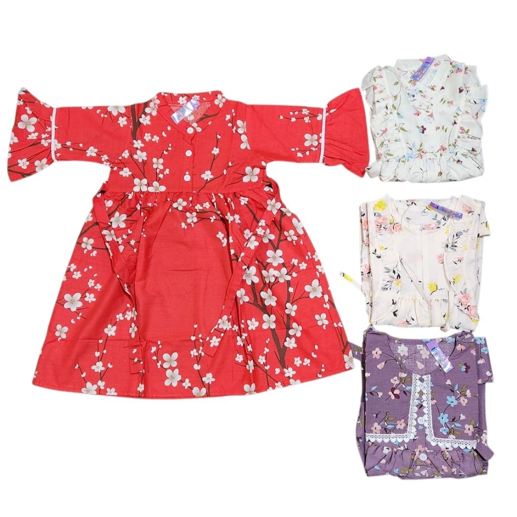 Gamis Anak Perempuan/Baju muslim anak Rumbai Usia 1-6 Tahun