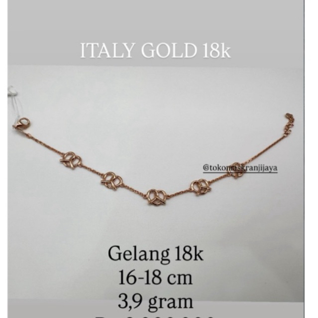 gelang emas kuning italy 18k 3,9gram