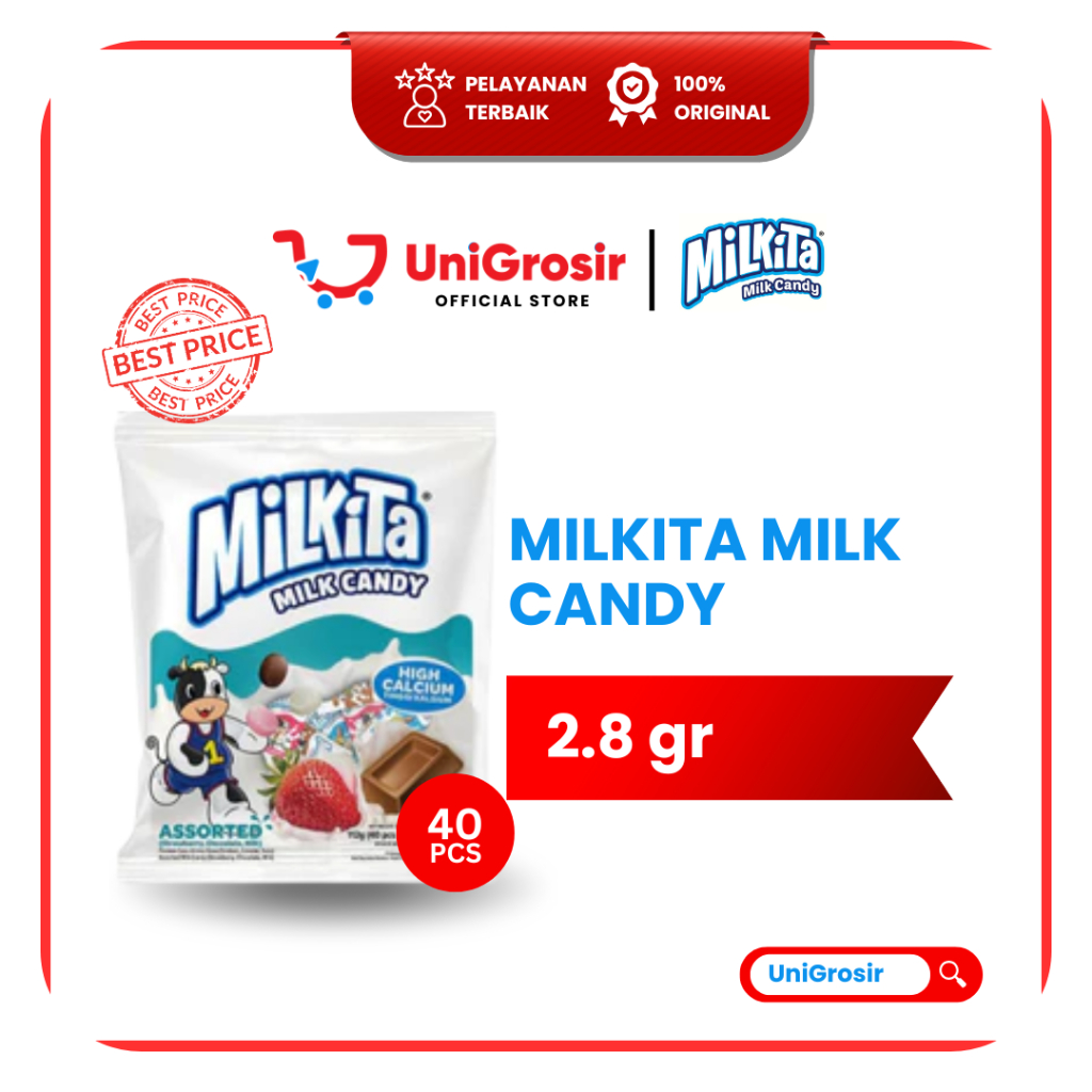 [UniGrosir] MILKITA  MILK CANDY ASSORTED PERMEN SUSU BAG ~ 2.8 gr 40 pcs