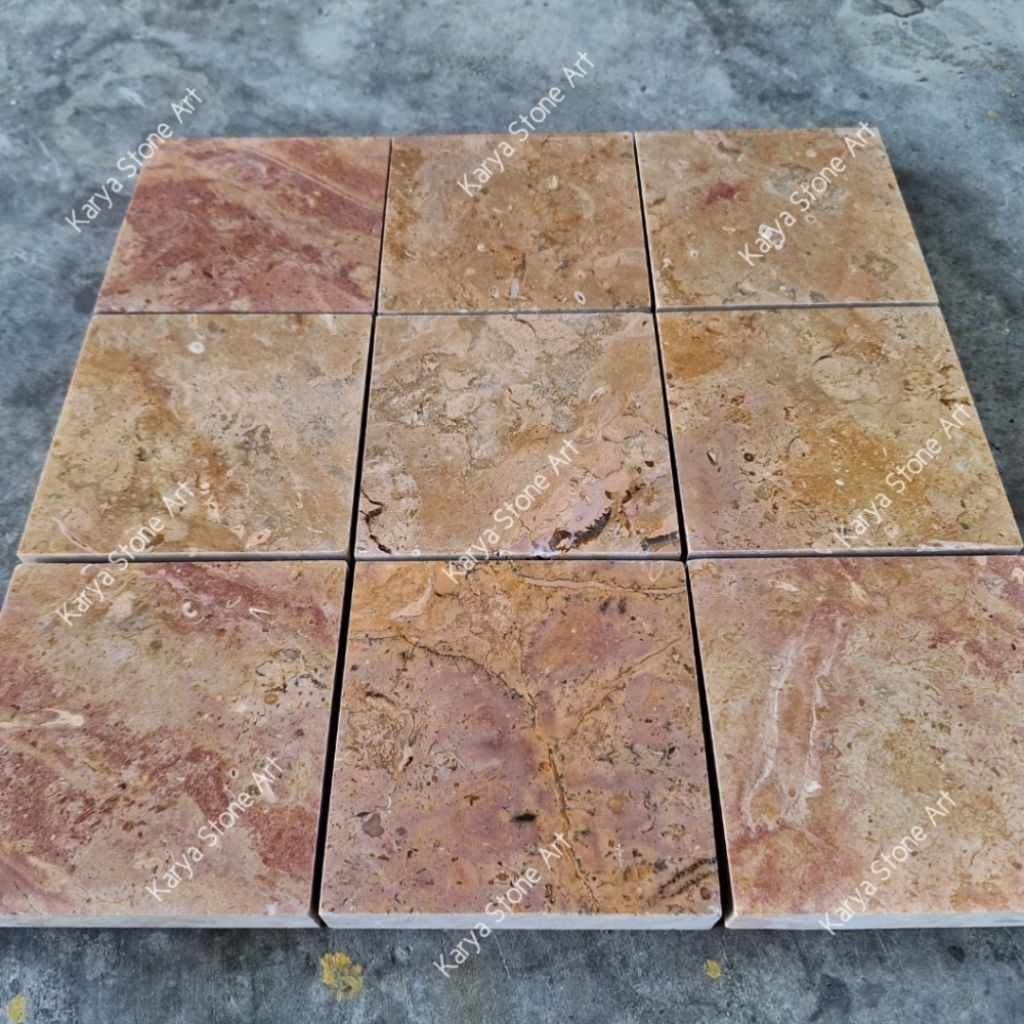 Lantai Marmer Kolam 10x10 | Lantai Batu Marmer Merah | Marmer Merah Glossy | Marmer Kolam