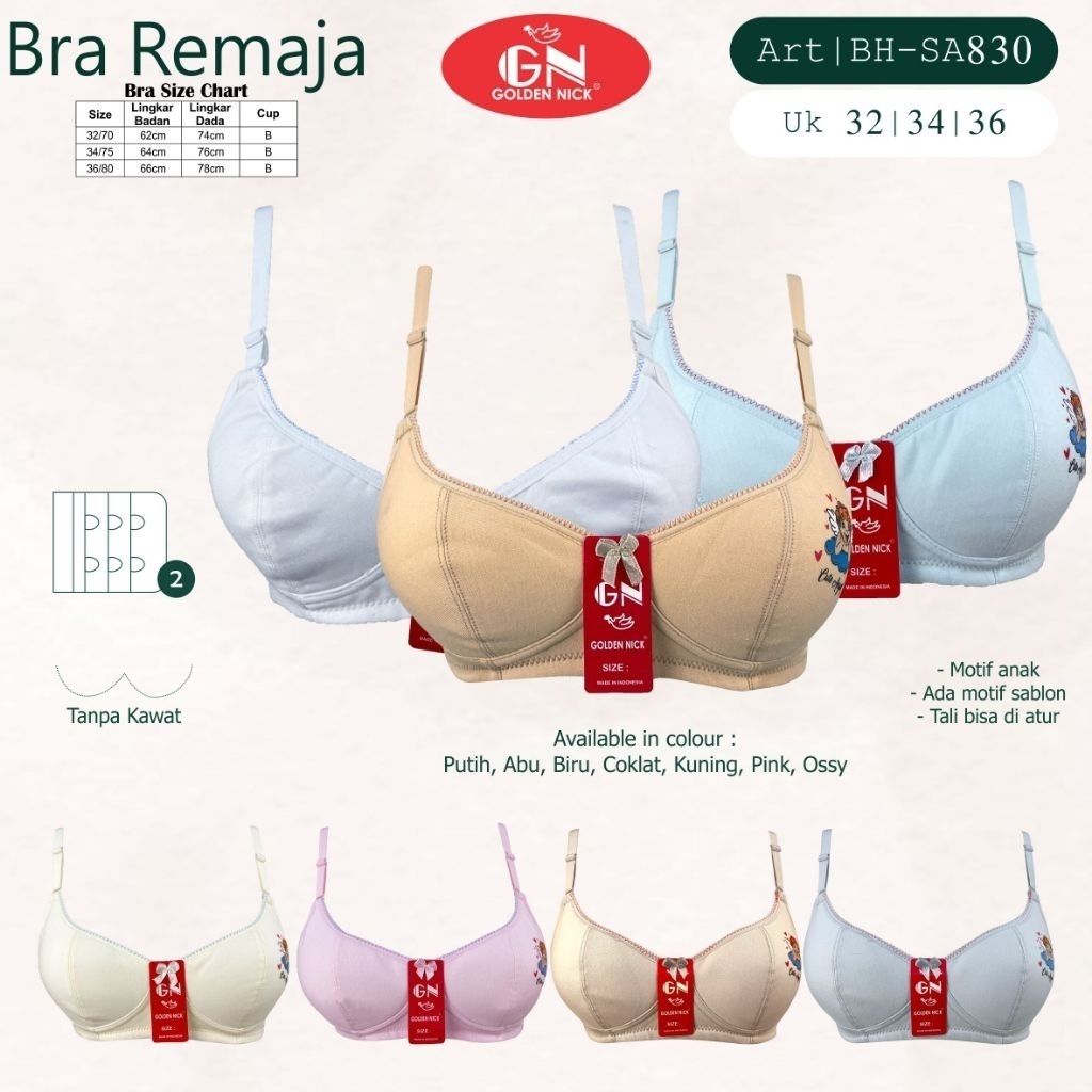 Aneka BH Golden Nick 307 324 331 830 Bra Pelajar GN BH Remaja Golden Nick Tanpa Busa Kait 2