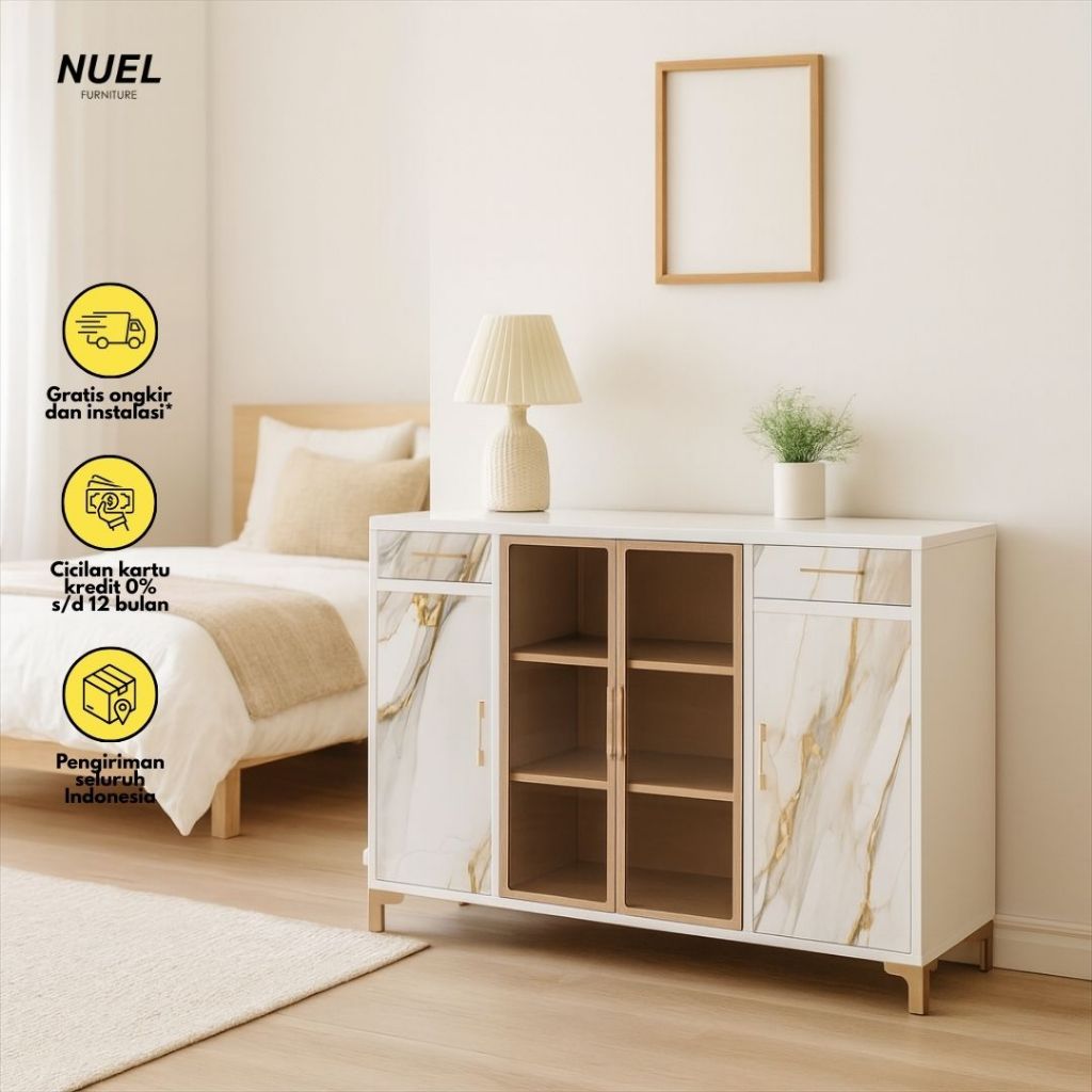 NUEL Kabinet TV Besi Buffet /  Rak TV Serbaguna Modern Minimalis