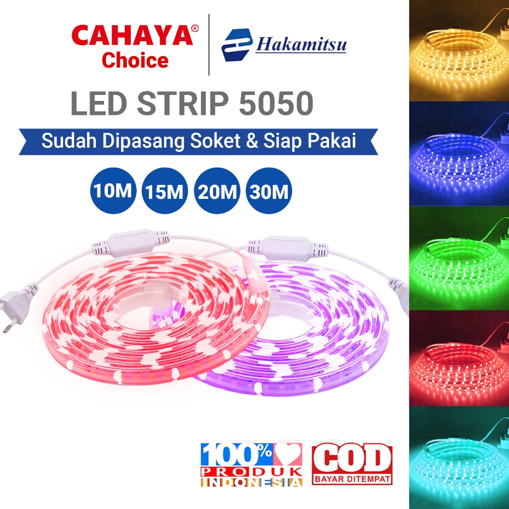 CAHAYA - LAMPU LED STRIP 5050 SMD METERAN LAMPU HIAS / PAKET LAMPU LED STRIP LENGKAP TINGGAL COLOK