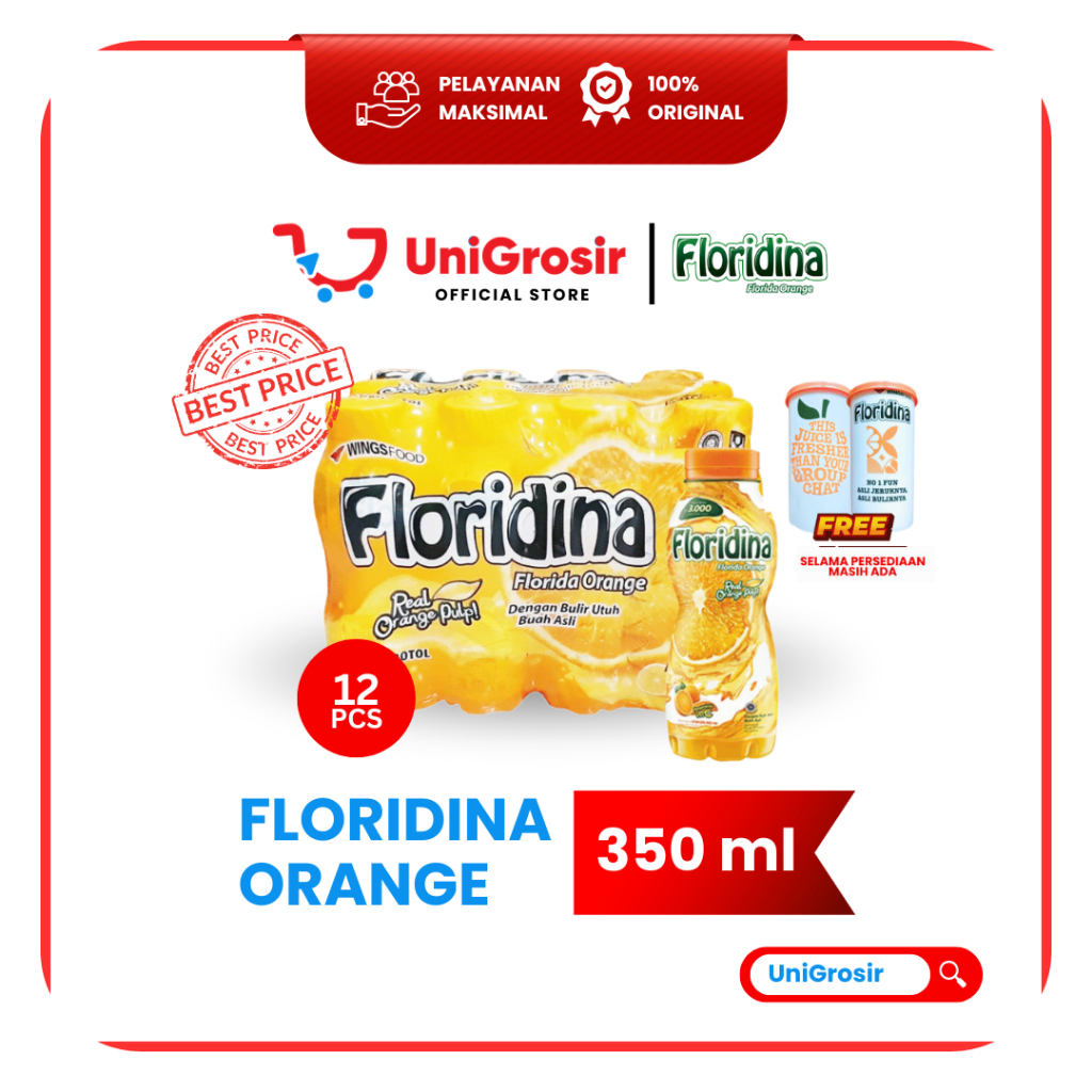 [UniGrosir] FLORIDINA ORANGE PULP JERUK ORIGINAL DRINK VIT C ~ 350 ml x 12 pcs DUS