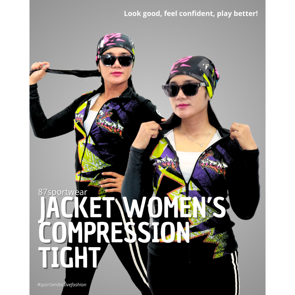 New 87SportWear Atasan Jaket ketat Pakaian Olahraga Aerobic/Zumba/Senam/Gym