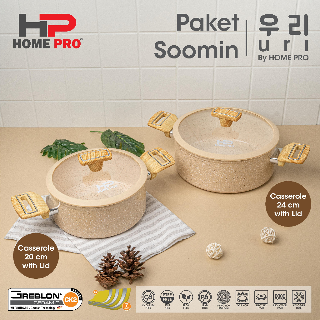 HomePro - Uri Series Set Paket Soomin Granite Ceramic Casserole 20 & 24 cm - Panci Pot Anti Lengket