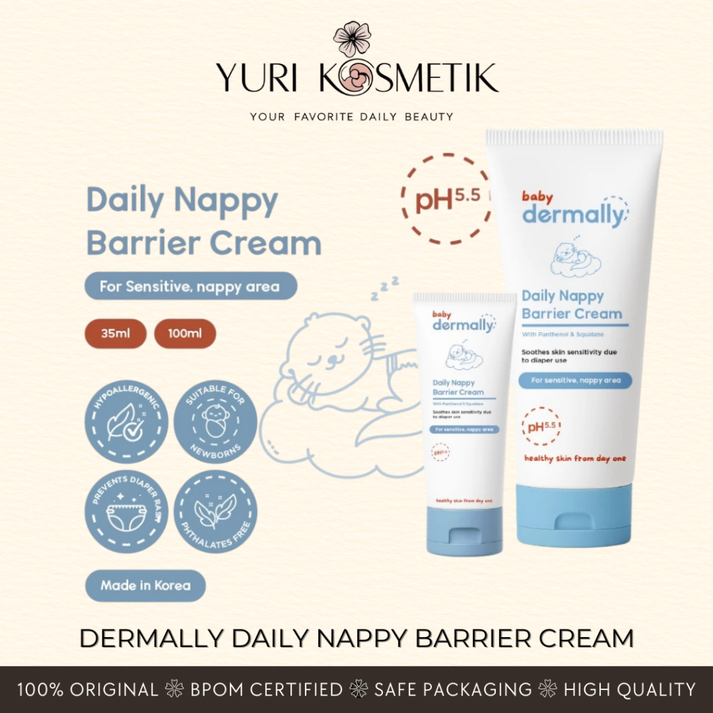 Dermally Daily Nappy Barrier Cream - Krim pelindung area popok bayi untuk cegah ruam popok & iritasi