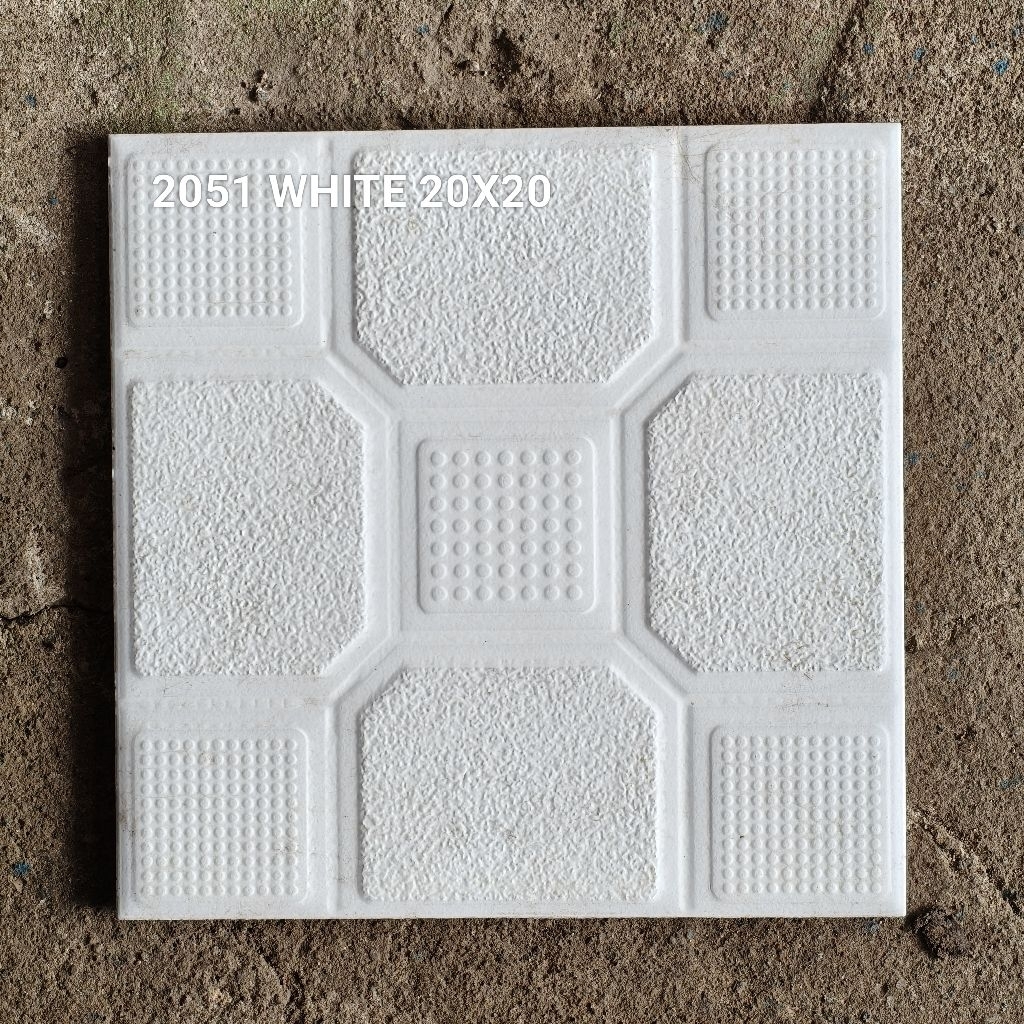 Keramik Lantai Kamar Mandi 20x20 2051 White Motif Kasar
