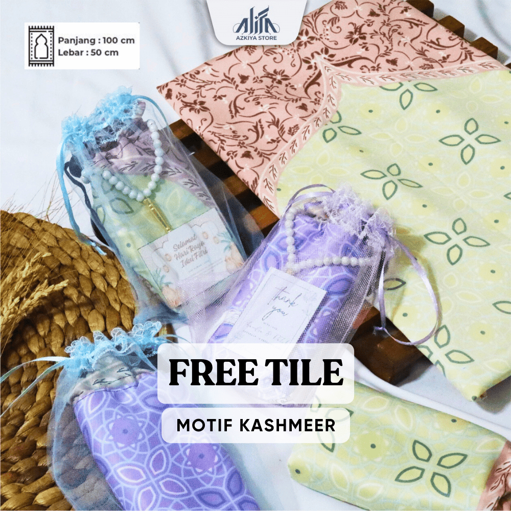 Souvenir Sajadah Kashmeer Free Tile +Kartu Ucapan, Sajadah Travel Souvenir Pengajian, Souvenir Umroh