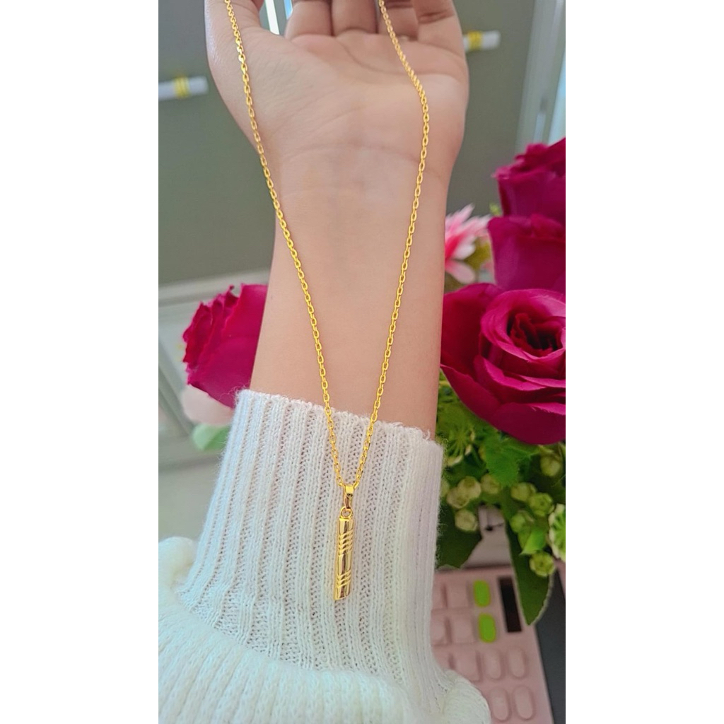 kalung medan halus liontin bambu replika emas 24karat