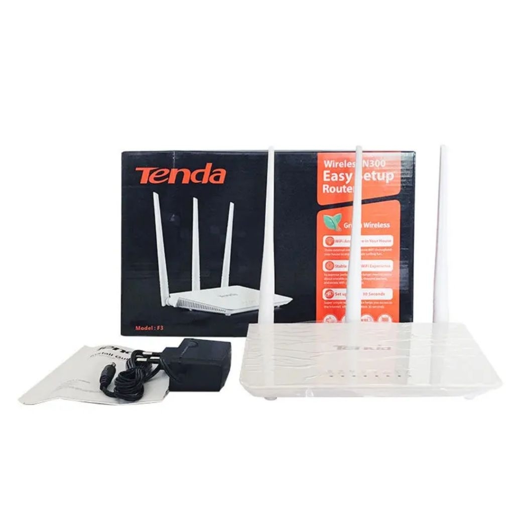 tenda n300 f3 v6 baru 5dbi antena 2,4g box kotak 300mbps bahasa inggris