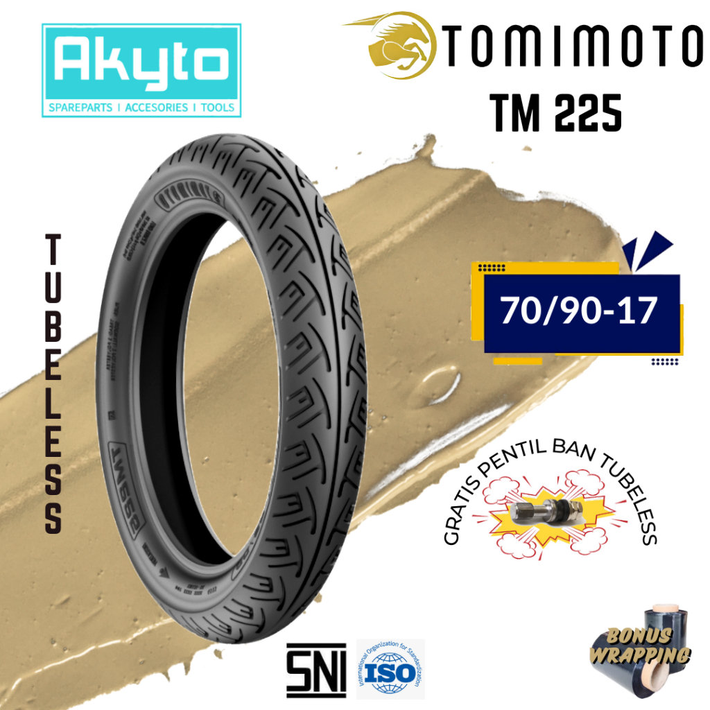 [MEDIUM COMPOUND] 70/90-17 TOMIMOTO TM 225 / FREE PENTIL TUBELESS+WRAPPING RING 17 R17 TM225