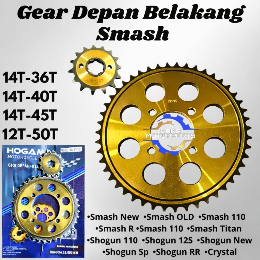 Gear Press Gir Set Depan Belakang Smash New Smash Lama Old 14T/36T Shogun 110 125 NEW OLD 50T 40T 45