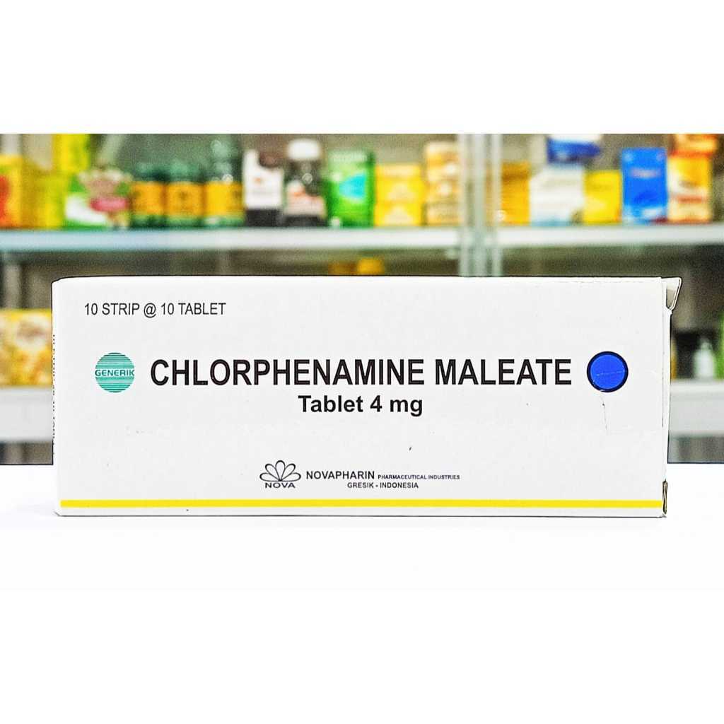 CHLORPHENAMINE MALEATE 4MG / CTM (NOVAPHARIN 1 KOTAK ISI 100 TABLET) - MENGHILANGKAN ALERGI & GATAL