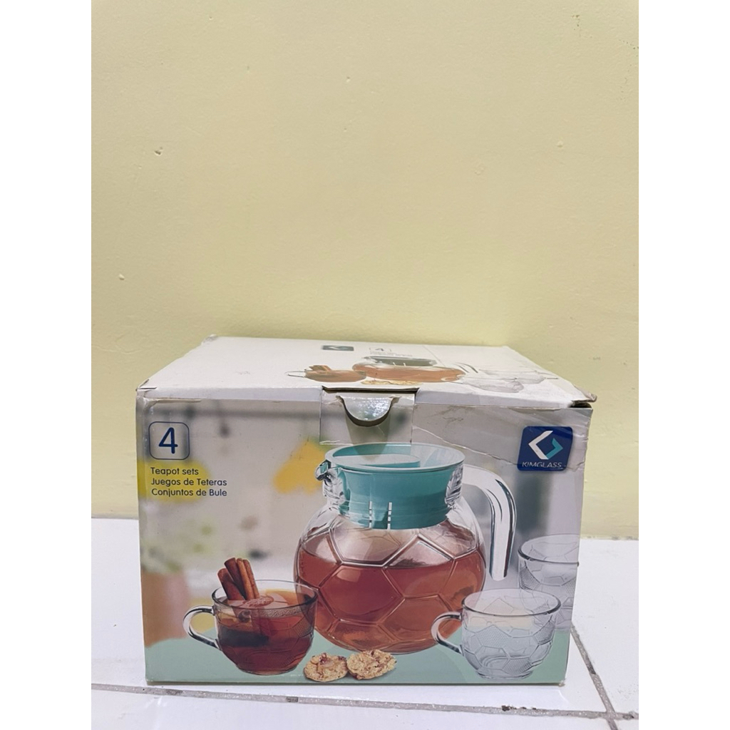 Teko set kimglass Rio isi 4pcs /Teko bulat dan gelas
